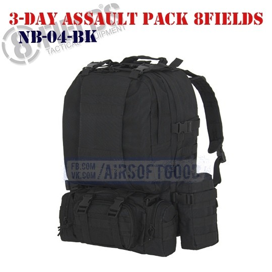 3-Day Assault BackPack Black 8FIELDS (NB-04-BK)
