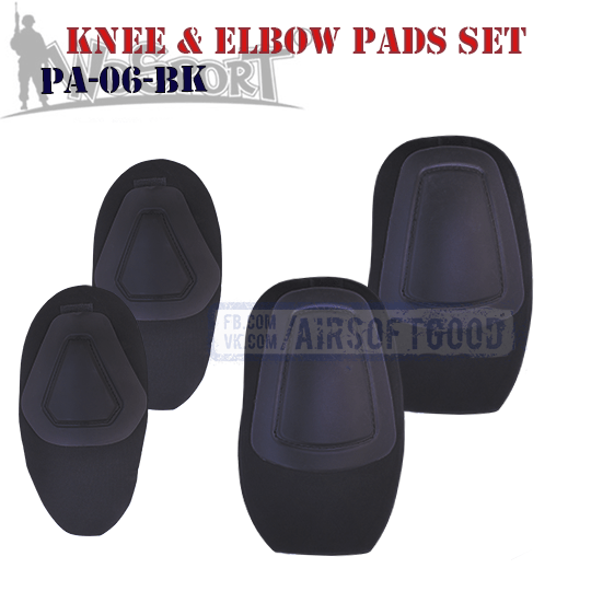 Knee & Elbow COMBAT G2 Pads Set Black WoSporT PA-06-BK