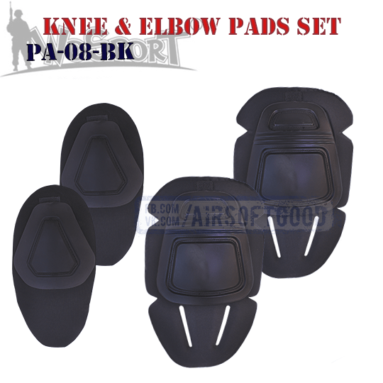 Knee & Elbow COMBAT Pads Set Black WoSporT PA-08-BK