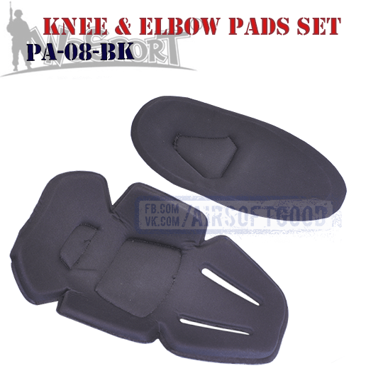 Knee & Elbow COMBAT Pads Set Black WoSporT (PA-08-BK)
