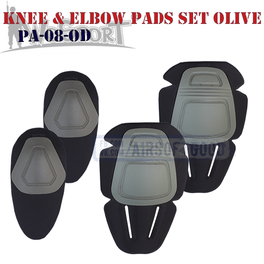 Knee & Elbow COMBAT Pads Set Olive WoSporT PA-08-OD наколенники страйкбол