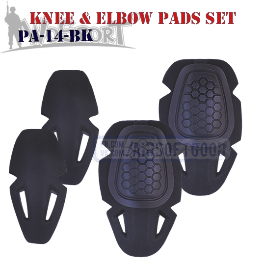 Knee & Elbow IMPACT COMBAT Pads Set Black WoSporT G4 PA-14-BK
